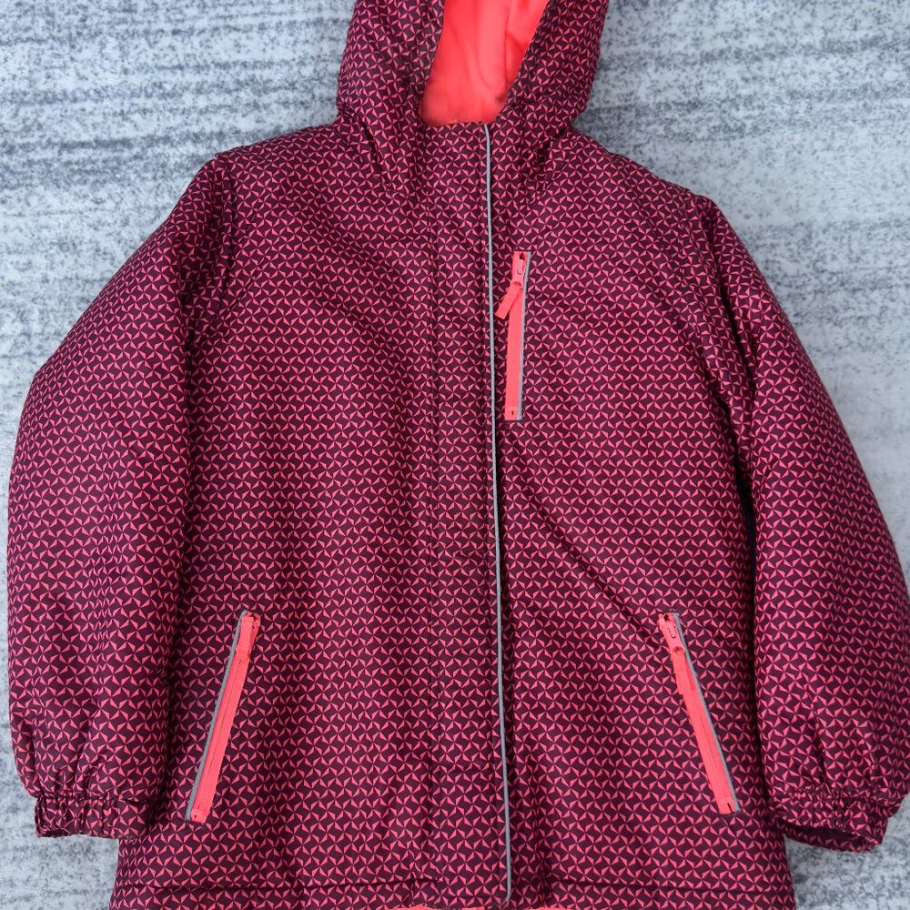 Athletic Works Kids 3-in-1 Winter Jacket Purple Geometric Puffer Size L 12/14